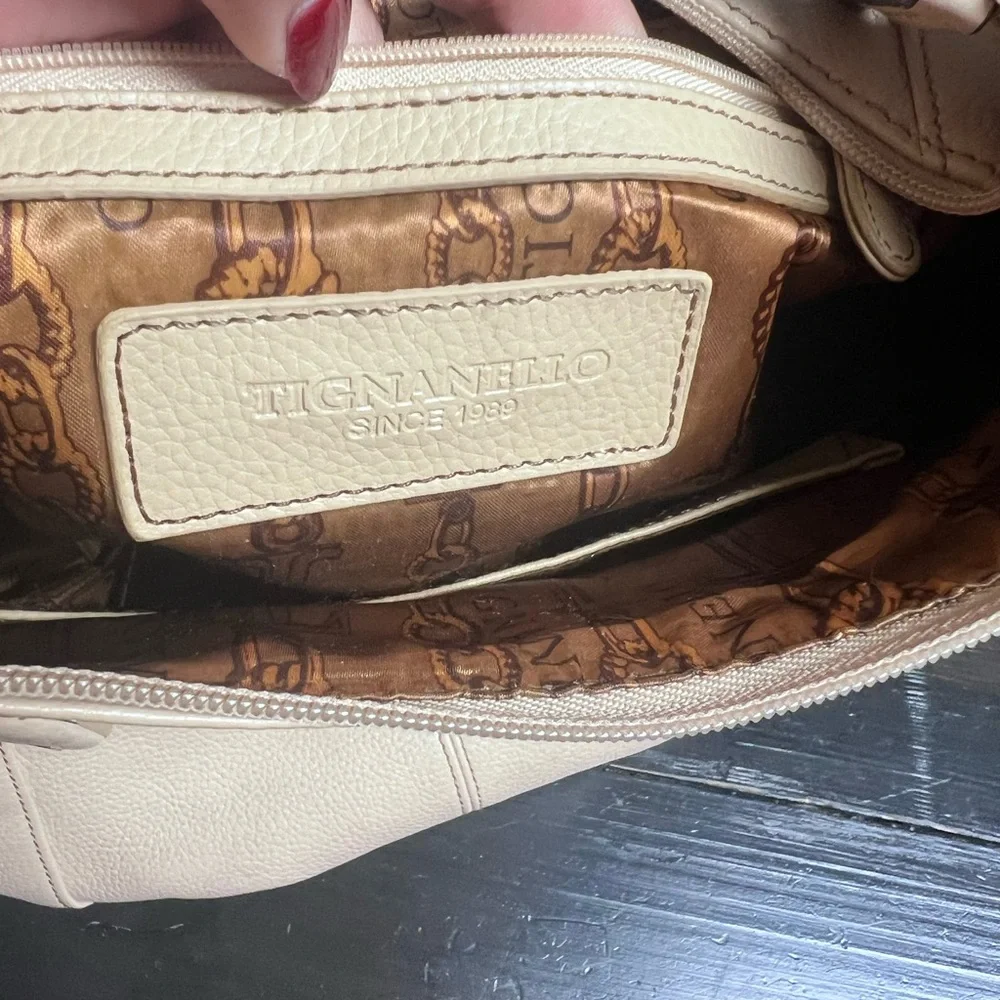 Tignanello Beige Leather Hobo Bag